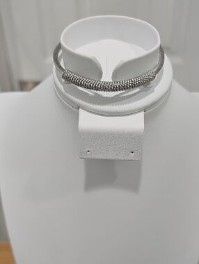 Silver Braided Cable Choker Bracelet